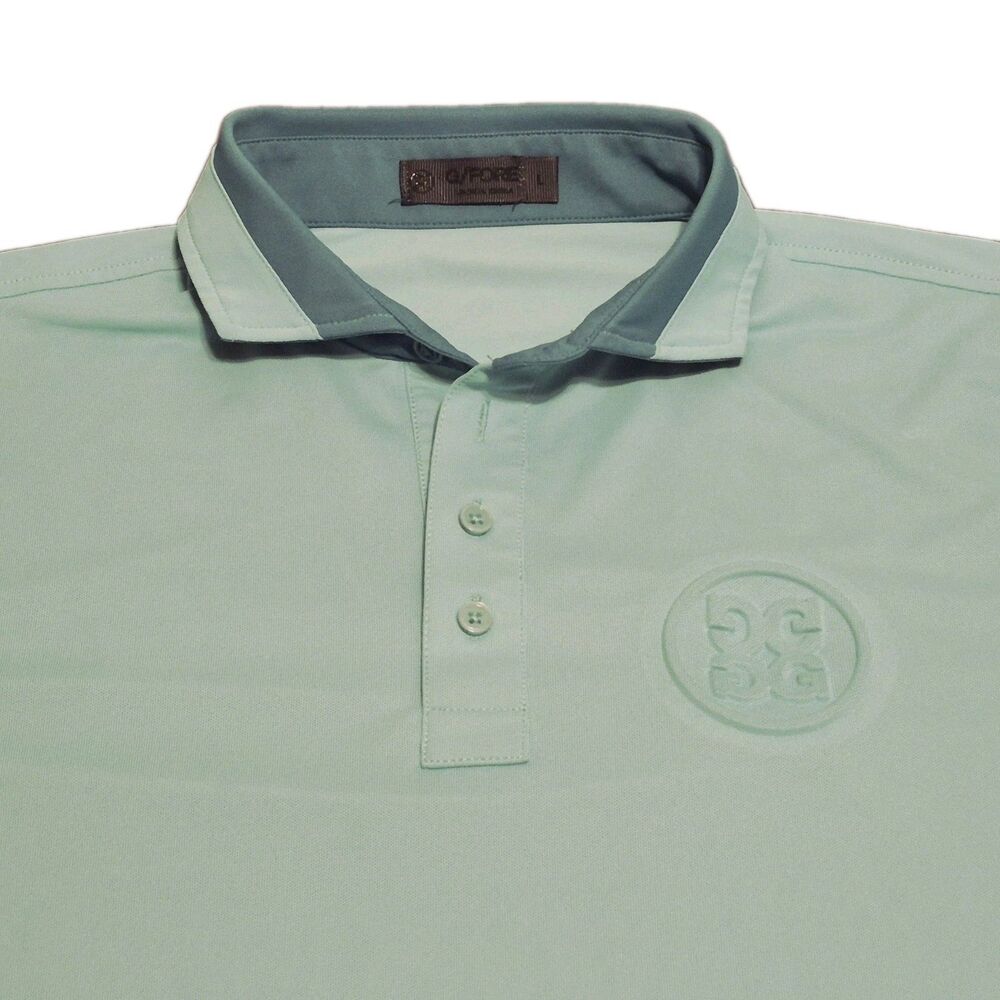 G/FORE Polo Shirt Men Size Large Mint Teal Green Contrast Collar Tech Pique Logo